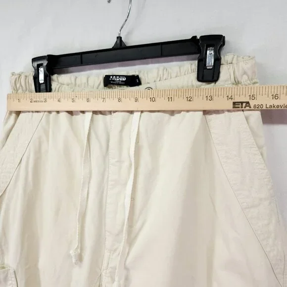 Jaded London Ecru Parachute Cargo Pants Size Small Baggie 30" Elastic Waist - Picture 4 of 15